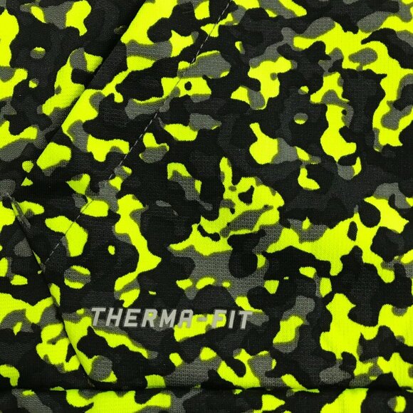 Nike Therma Fit Men Large Yellow Black Logo Long Sleeve Athletic Hoodie Pullover - Picture 3 of 7